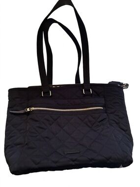 Vera Bradley Navy Quilted Work Bag with Front Zip Pocket